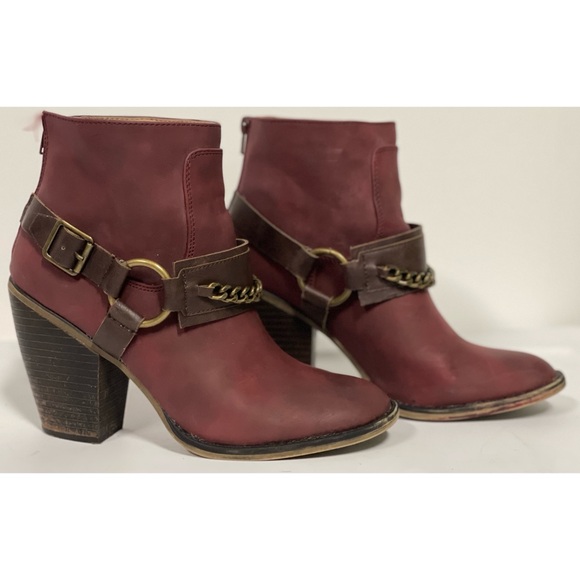 Candie's Heeled Ankle Boots Wine Size 9.5 - Picture 10 of 11